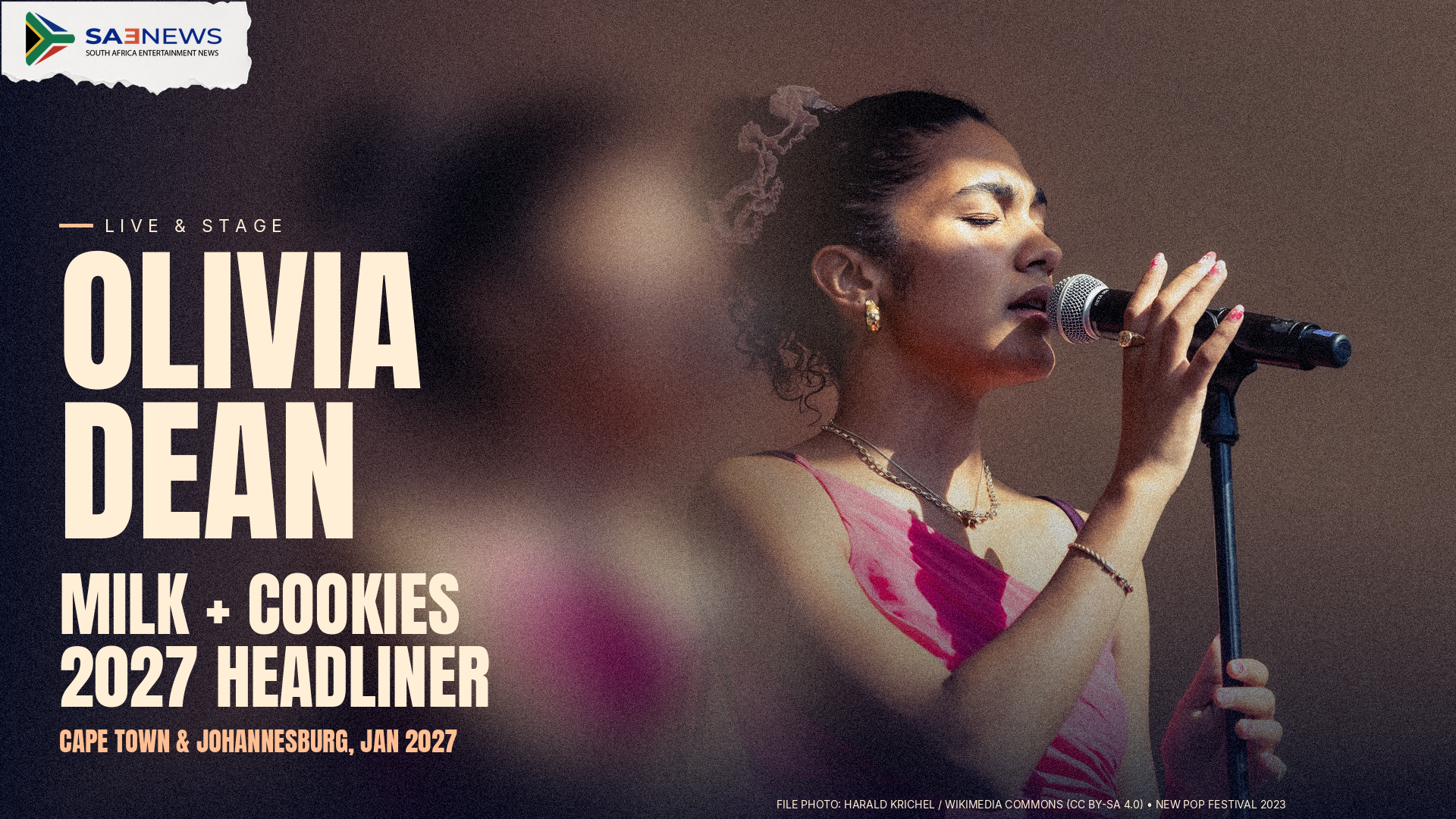 Olivia Dean will headline Milk + Cookies in Cape Town and Johannesburg in January